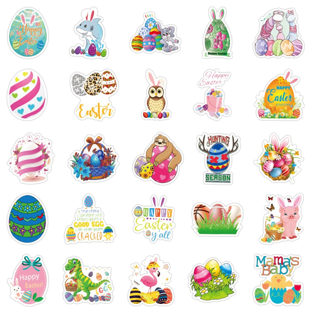 Cute Easter Day Egg Rabbit Stickers