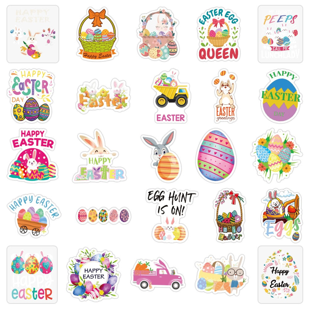 Cute Easter Day Egg Rabbit Stickers