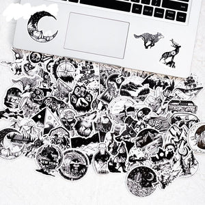 Black And White Punk Style Camping Stickers