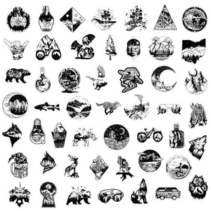 Black And White Punk Style Camping Stickers