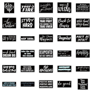 Black Motivational Phrases Stickers