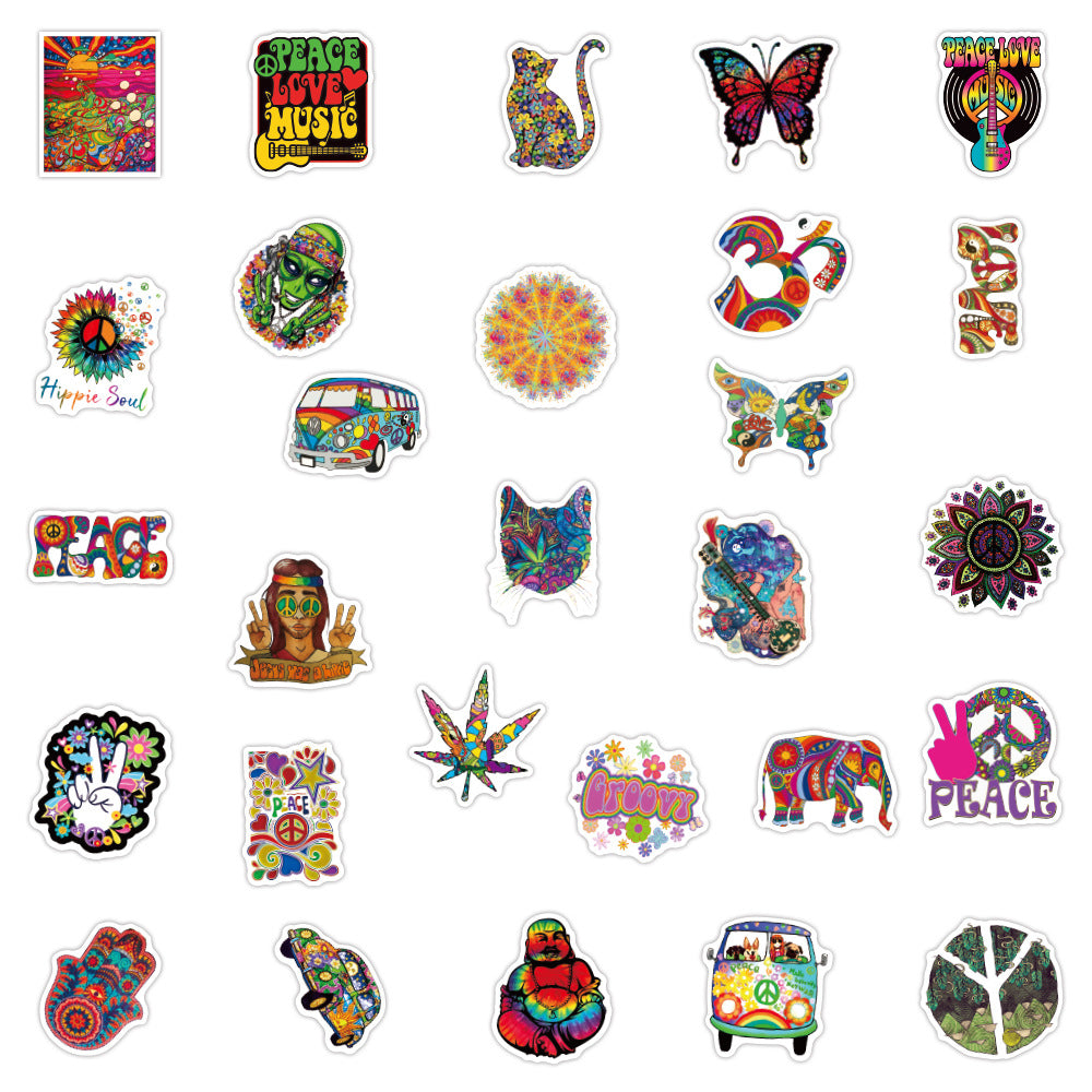 Psychedelic Hippie Stickers