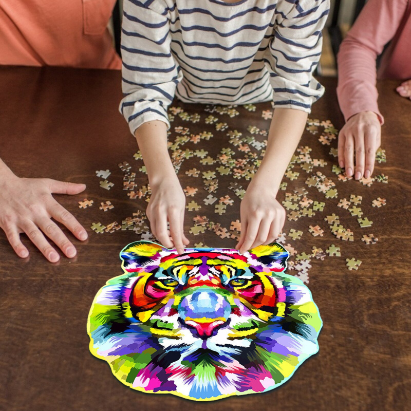 Rainbow Tiger Wooden Jigsaw Puzzle