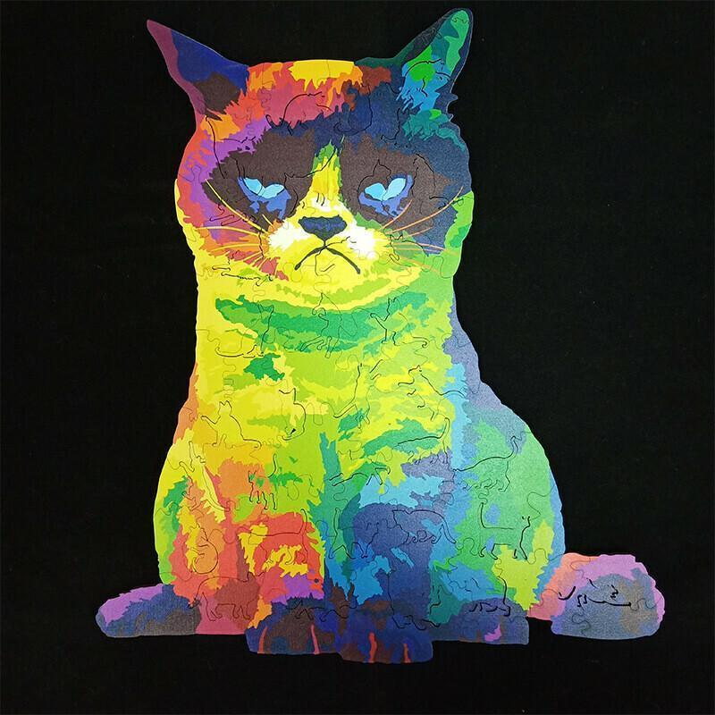 Upset Cat Wooden Jigsaw Puzzle