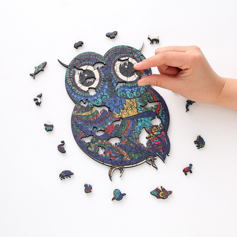 Weird Owl Wooden Jigsaw Puzzle