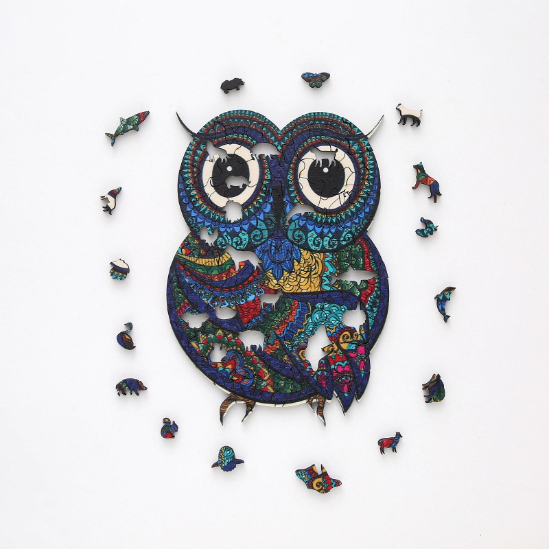 Weird Owl Wooden Jigsaw Puzzle